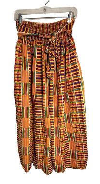 Karan African Kente Print Palazzo Pants wide leg Head Wrap Multicolor Ethnic